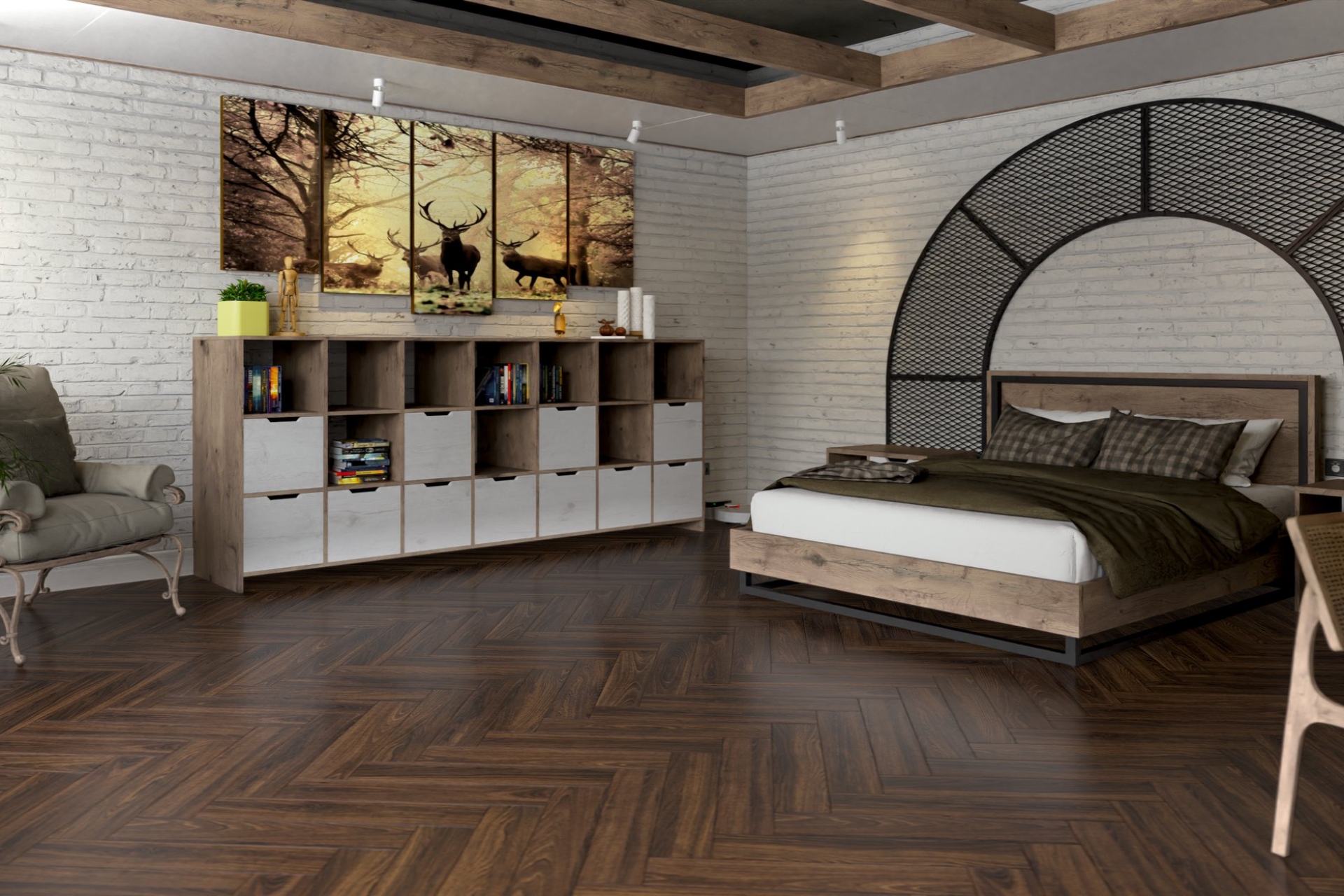 Инженерный паркет «Damy Floor» Каштановый (укладка елочкой) — купить в Красноярске